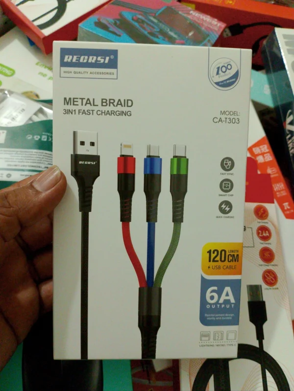 METAL BRAID 3 IN 1 Fast Charging cable